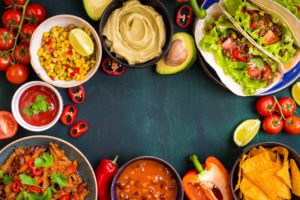 Mixed mexican food background